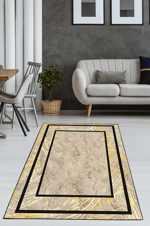 Modern Motifli Dijital Baskılı Kalın Halı