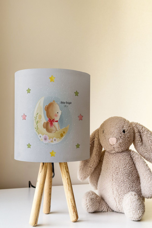 Ayıcık Bebek Desen Çocuk Odası Abajur Masa Lambası Tlab-104