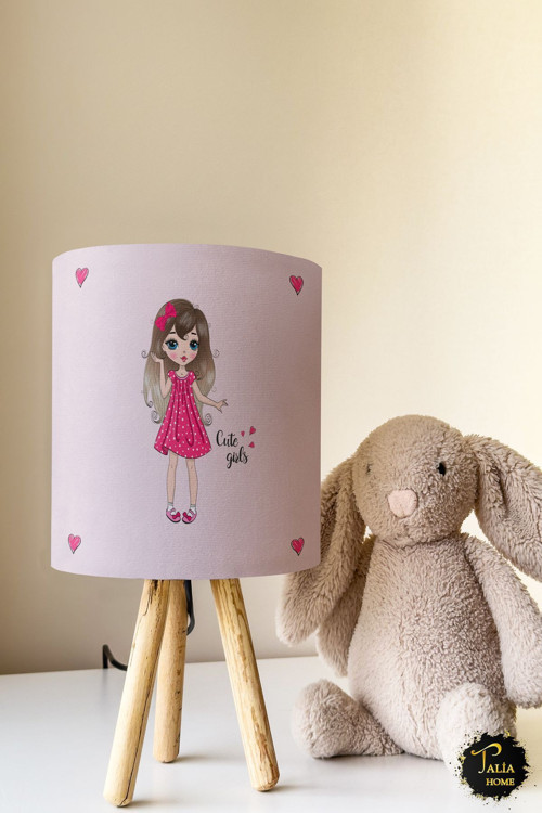 Kalpli Pembe Çocuk Odası Abajur Masa Lambası Tlab-013