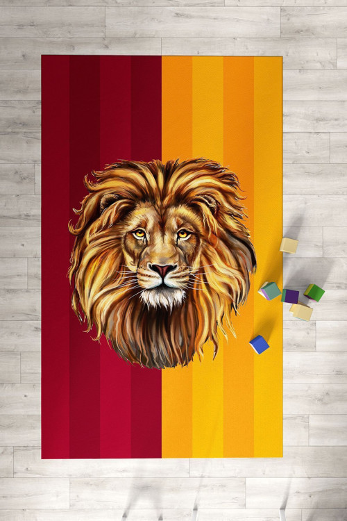 Sarı Kırmızı Aslan Temalı Çocuk Halısı Tlh-318