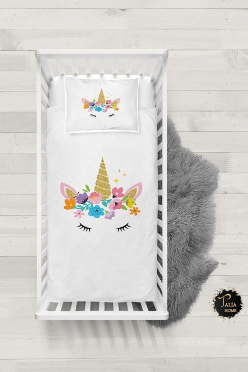 Unicornlu Bebek Nevresim Takımı Çarşaflı Tlabn-241