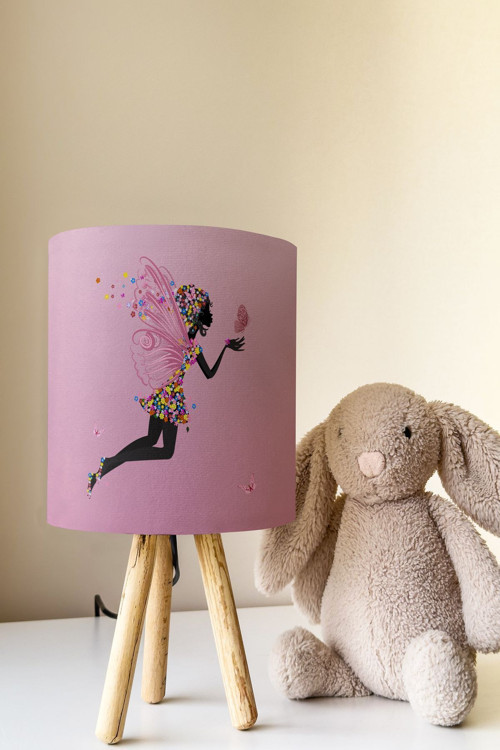 Pembe Kelebek Kız Çocuk Odası Abajur Masa Lambası Tlab-063