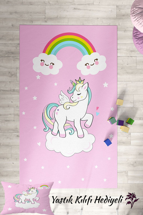Unicorn Desenli Çocuk Ve Bebek Odası Dekoratif Halı Tlh-170