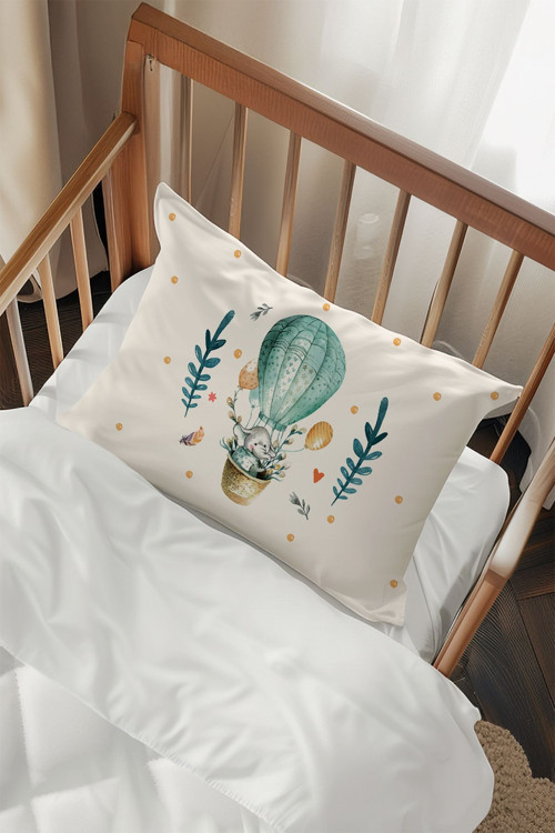 Uçan Balon Fil Desenli 2 Adet Yastık Kılıfı Tlayk-030
