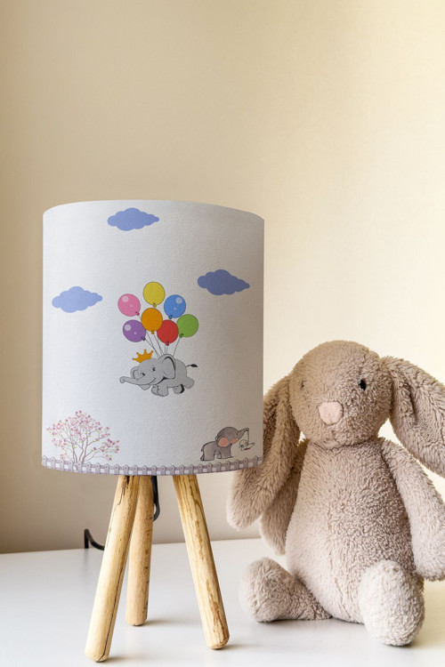 Uçan Fil Desenli Çocuk Odası Abajur Masa Lambası Tlab-257