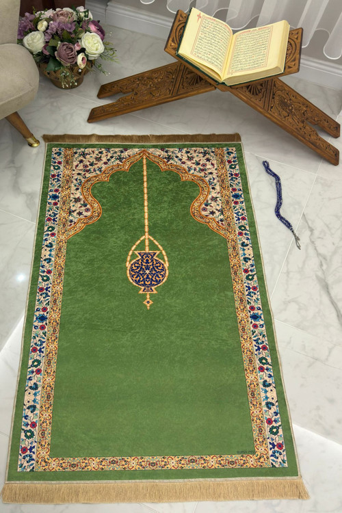 Dijital Baskılı Dekoratif Eski Türk Motifli Namazlık Seccade Tlnmz-083
