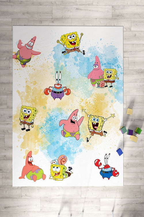 Süngerbob Desenli Çocuk Ve Bebek Odası Dekoratif Halı Tlh-313