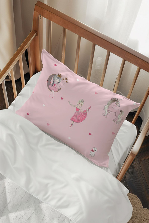 Pembe Kız Desenli 2 Adet Yastık Kılıfı Tlayk-297