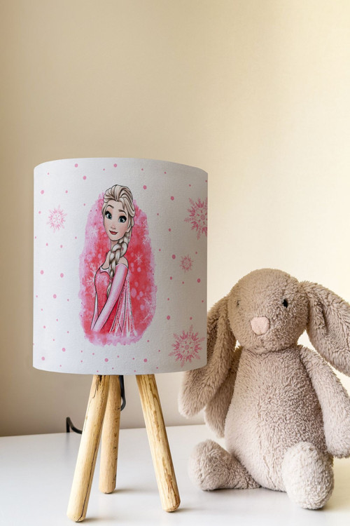 Elsa Desenli Çocuk Odası Abajur Masa Lambası Tlab-087