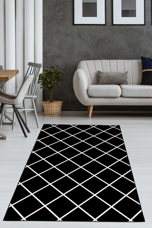 Modern Motifli Dijital Baskılı Kalın Halı