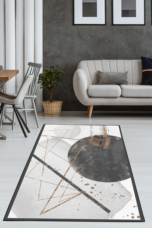 Modern Motifli Dijital Baskılı Kalın Halı