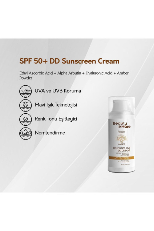 Beauty&more Amber Helios Spf 50 Dd Krem Formlu Güneş Kremi 50 ml Ethyl Ascorbic Acid Alpha Arbutin 5