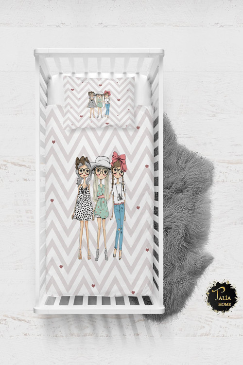 Kalpli Bebek Nevresim Takımı Çarşaflı Tlabn-001