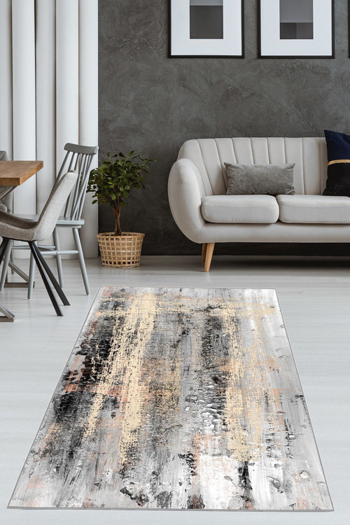 Modern Motifli Dijital Baskılı Kalın Halı