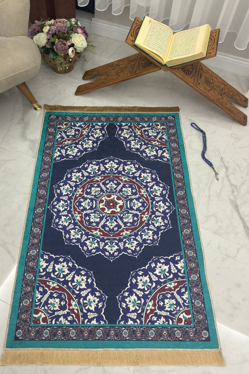Dijital Baskılı Dekoratif Eski Türk Motifli Namazlık Seccade Tlnmz-059