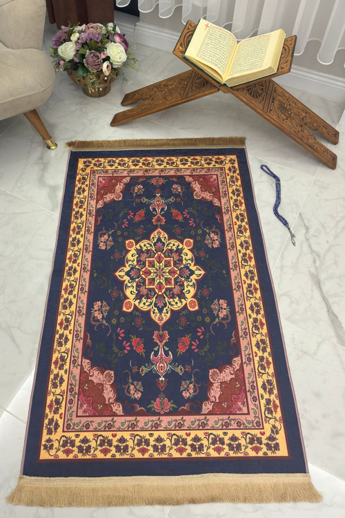Dijital Baskılı Dekoratif Eski Türk Motifli Namazlık Seccade Tlnmz-039