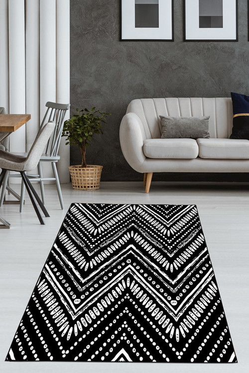Modern Motifli Dijital Baskılı Kalın Halı
