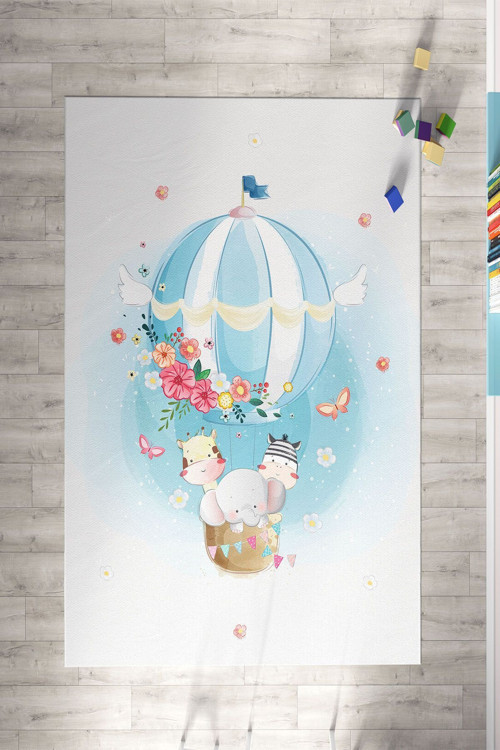 Mavi Balonlu Çocuk Odası Halısı Tlh-003