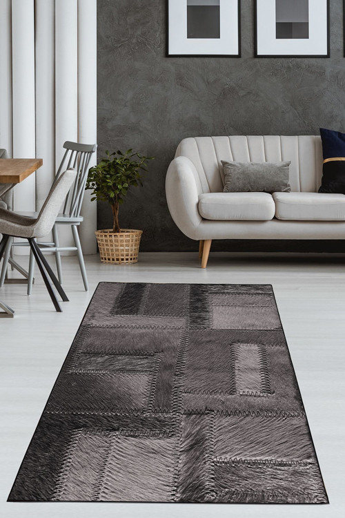 Modern Motifli Dijital Baskılı Kalın Halı