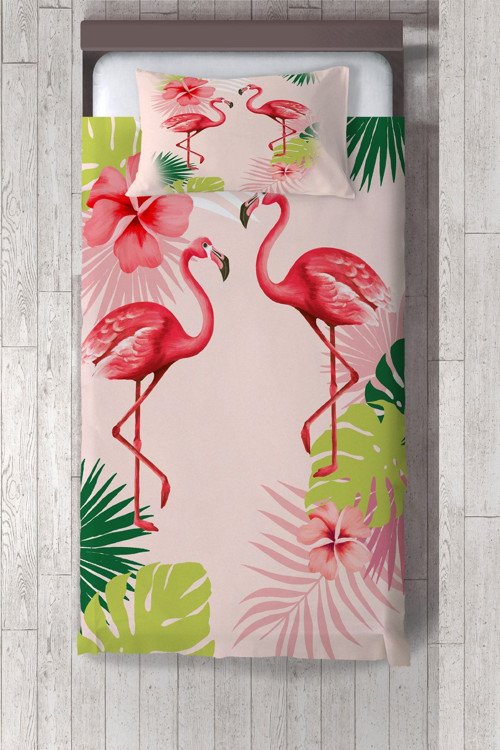Flamingo Desenli Yatak Örtüsü Tlay-251