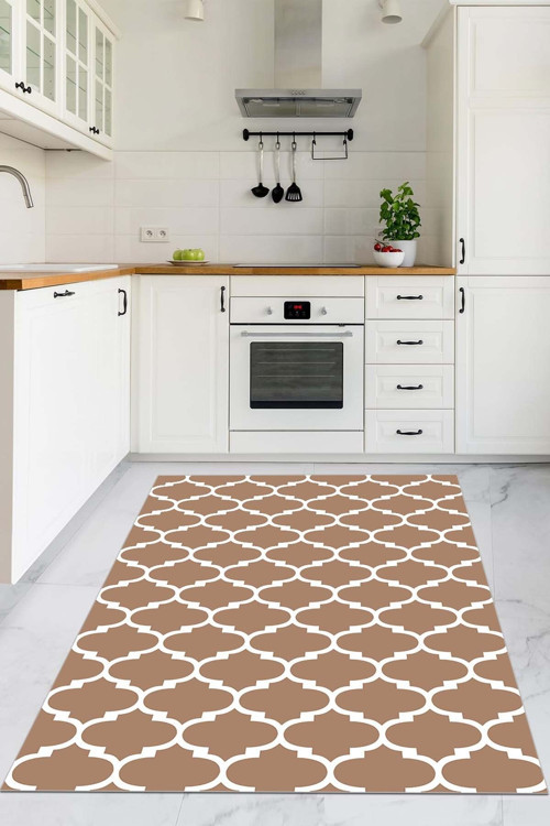 Modern Motifli Dijital Baskılı Kalın Mutfak Halısı