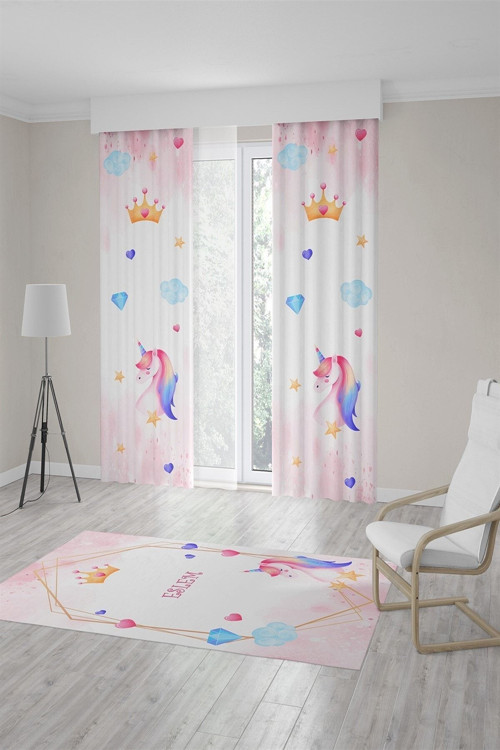 Çocuk Odası Bebek Odası Fon Perde 2 Kanat Tla-081