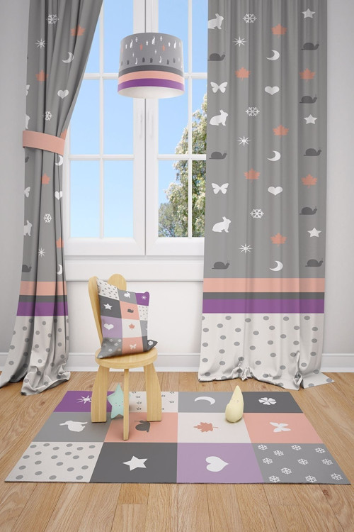 Soft Çocuk Ve Bebek Odası Fon Perdesi 2 Kanat Tla-114