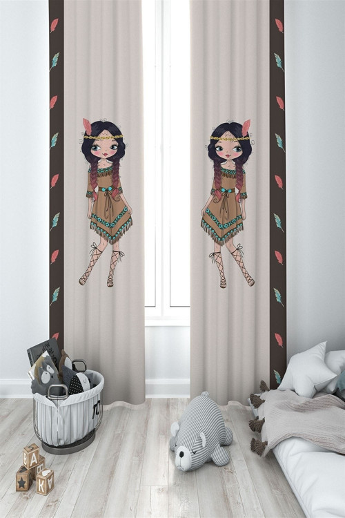 Çocuk Odası Bebek Odası Kızıldereli 2 Kanat Fon Perde Tla-044