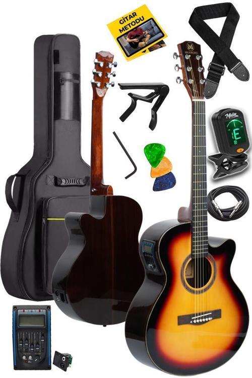 M501-SB-EQ Profesyonel Sunburs Elektro Akustik Gitar Seti 4/4 Yetişkin Seri üst Segment