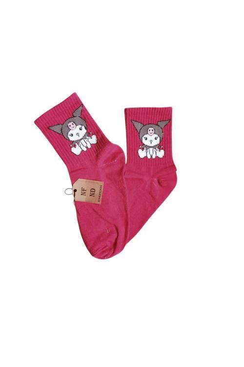 Kuromi Sanrio Pembe Renk Çorap Yumuşak Kısa Konç Desenli Şık Rahat 36-40