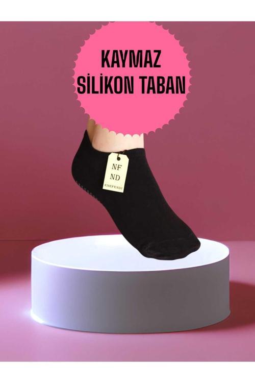 Babet Çorap Görünmez Çorap Spor Yoga Pilates Sneakers Kaymaz Silikon Taban 36-40 Siyah