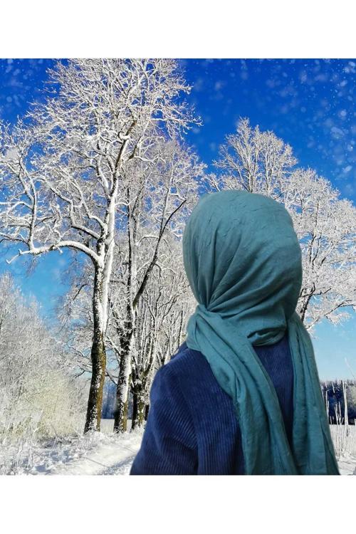 Bambu Şal Kraş Ütü Gerektirmeyen Hafif Hijab Tesettür Turkuaz
