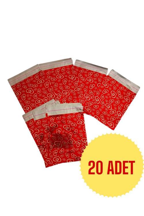 20 Adet Metalize Hediye Poşeti Kendinden Yapışkanlı Kırmızı 12X17