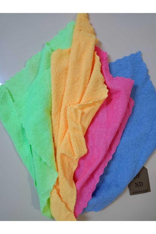 El Bezi Mikrofiber Temizlik Bezi Çok Amaçlı Bez Dürüm Sarım Bez Renkli 4'Lü