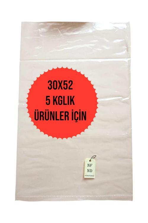 5'Lik Naylon Torba Poşet Alışveriş Sağlam Erzak Şeffaf Bakkaliye Torbası 1 Kg 30X52Cm