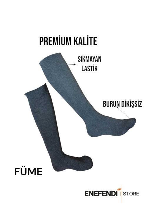 Anne Çorabı Dizaltı Lüx Kaliteli Pamuklu Burun Dikişsiz Sıkmayan Lastik Esnek Kadın Çorap Füme