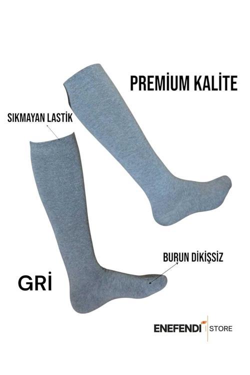 Anne Çorabı Dizaltı Lüx Kaliteli Pamuklu Burun Dikişsiz Sıkmayan Lastik Esnek Kadın Çorap Gri