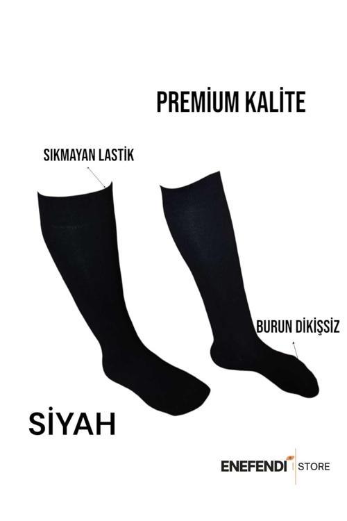 Anne Çorabı Dizaltı Lüx Kaliteli Pamuklu Burun Dikişsiz Sıkmayan Lastik Esnek Kadın Çorap Siyah
