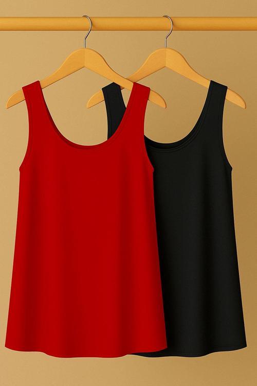 2 Adet A Kesim Pamuklu Kalın Askılı Atlet Tişört