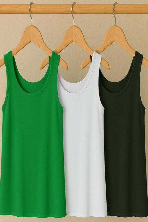 3 Adet A Kesim Pamuklu Kalın Askılı Atlet Tişört