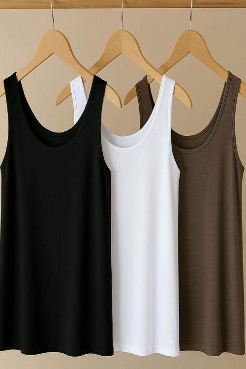 3 Adet A Kesim Pamuklu Kalın Askılı Atlet Tişört