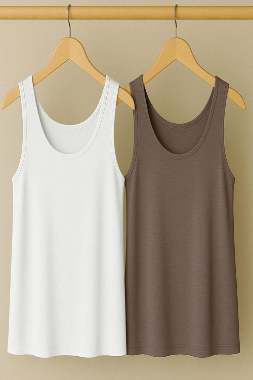 2 Adet A Kesim Pamuklu Kalın Askılı Atlet Tişört