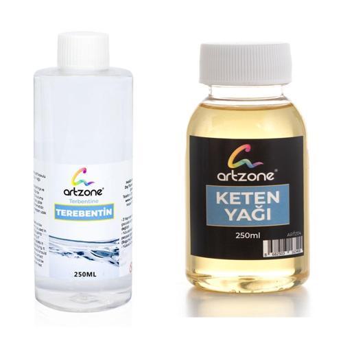Yağlı Boya Yardımcı Malzemeler 2 x 250ml. Kokusuz Terebentin ve Keten Yağı