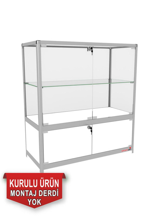 Camlı Vitrin - Camlı Dolap - Camlı Koleksiyon Vitrini - Cam Raf - 95X90X40