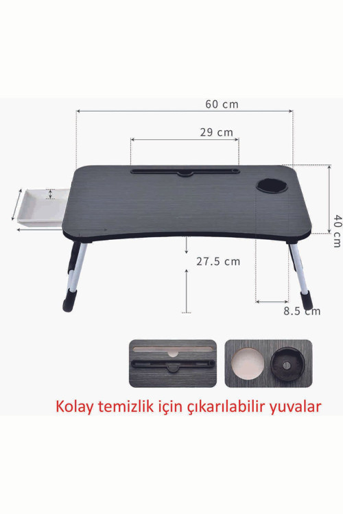 Çekmeceli Laptop Masası Yatak Masası Portatif Katlanır Laptop Masası Çalışma Masası Kamp Masası