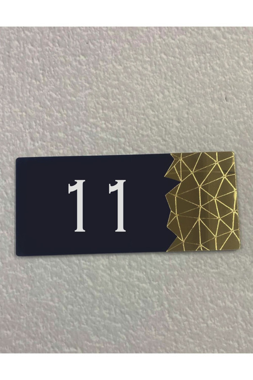 Blackpearl Serisi Pleksi Ayna Detaylı Uv Baskılı Apartman Daire Otel Ofis Kapı Numarası Kapı No:11