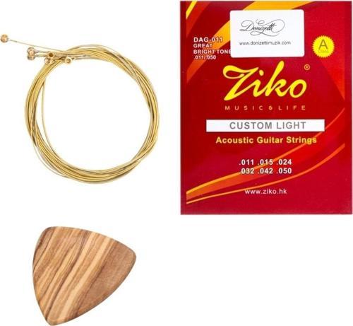 Tiko Akustik Gitar Tel Seti Ahsap Pena Hediyeli