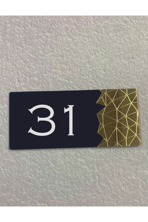 Blackpearl Serisi Pleksi Ayna Detaylı Uv Baskılı Apartman Daire Otel Ofis Kapı Numarası Kapı No:31