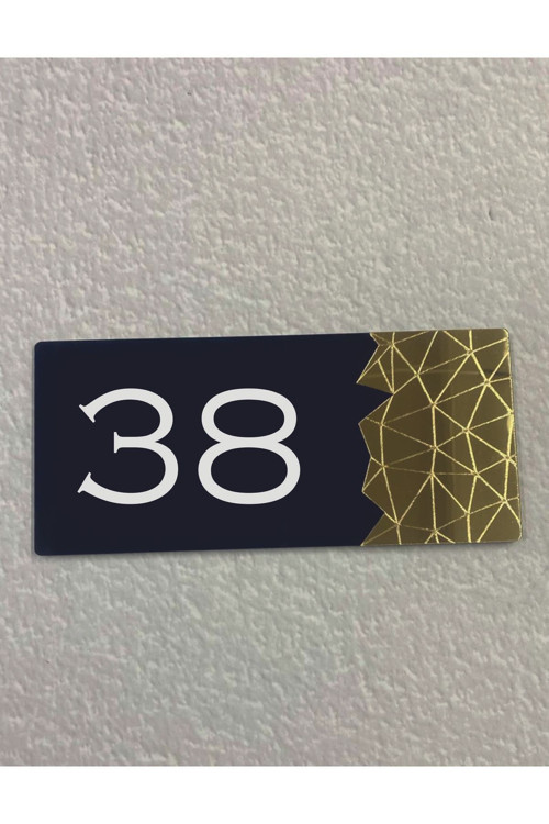 Blackpearl Serisi Pleksi Ayna Detaylı Uv Baskılı Apartman Daire Otel Ofis Kapı Numarası Kapı No:38