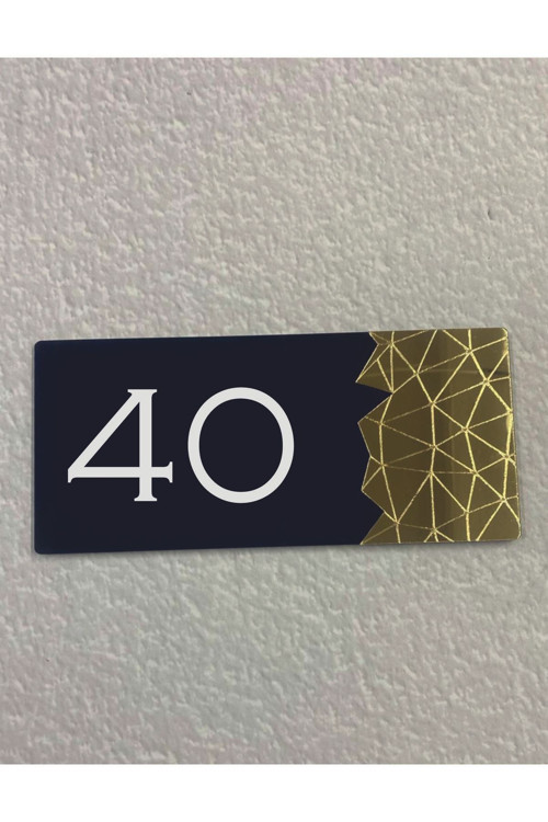 Blackpearl Serisi Pleksi Ayna Detaylı Uv Baskılı Apartman Daire Otel Ofis Kapı Numarası Kapı No:40